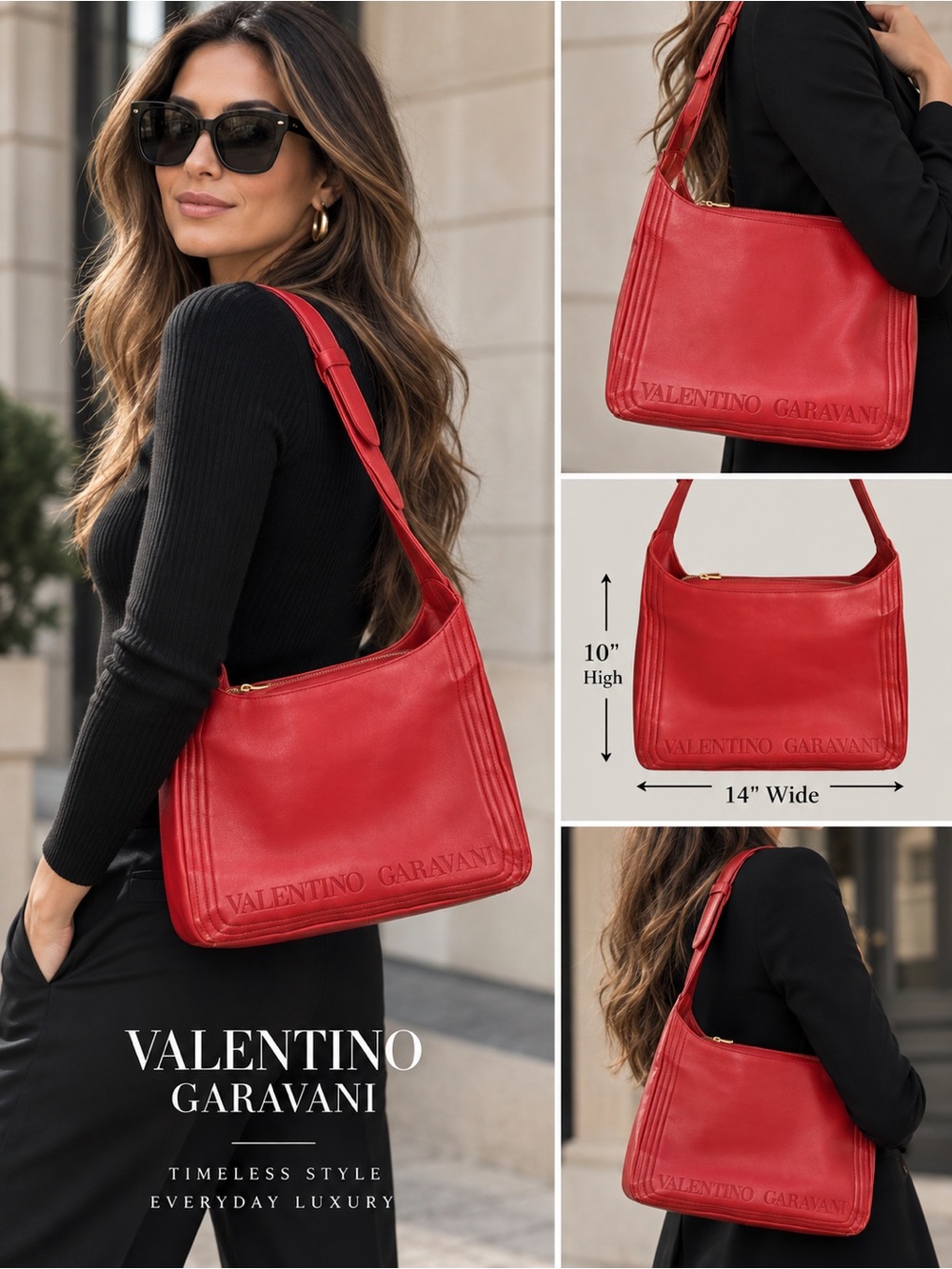 Valentino Garavani Red Leather Shoulder Bag